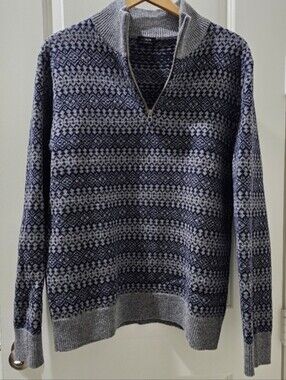 J. CREW Fair Isle lambswool half-zip sweater 100% Wool hand wash NWOT